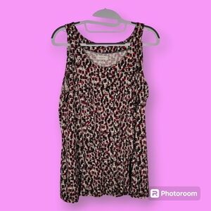 Van Heusen Black Red Grey Printed Ruffle Tank Top Blouse Size XL